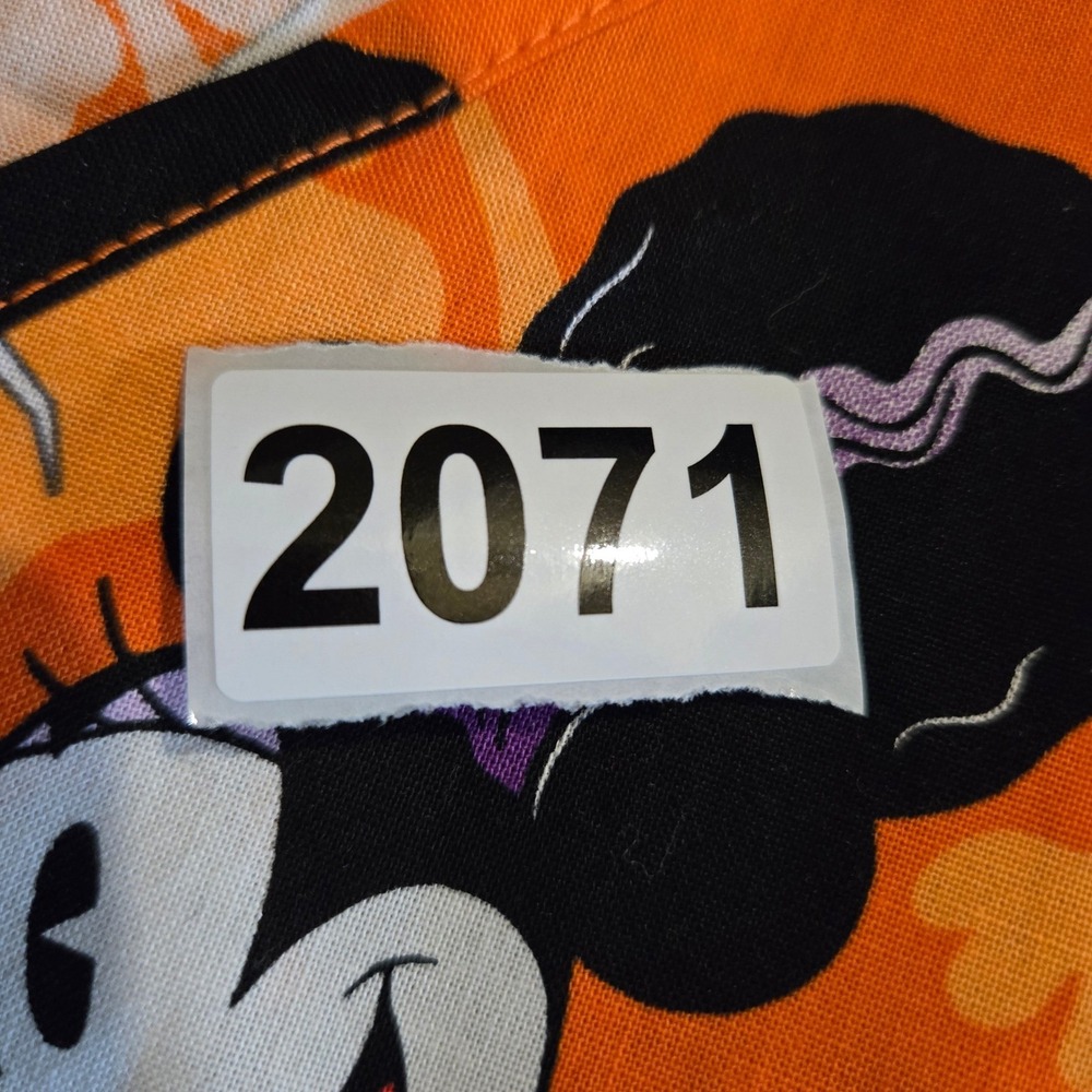 Disney NEW 3XL Mickey Minnie Frankenstein Halloween Scrub Top‎ Womens Orange - Picture 10 of 10
